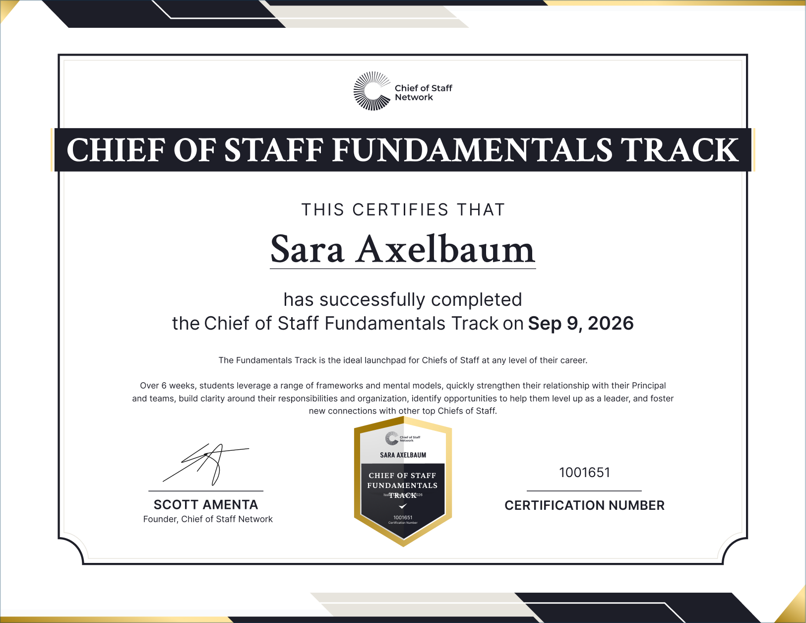 Chief of Staff Fundamentals Track (Sara Axelbaum)