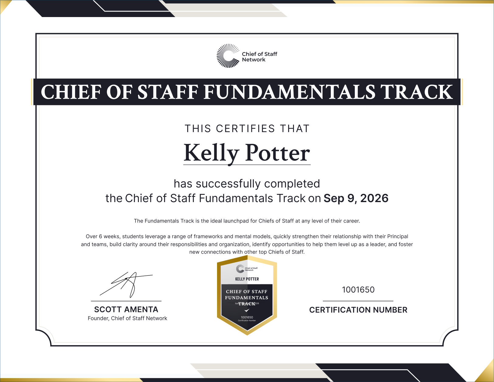 Chief of Staff Fundamentals Track (Kelly Potter)
