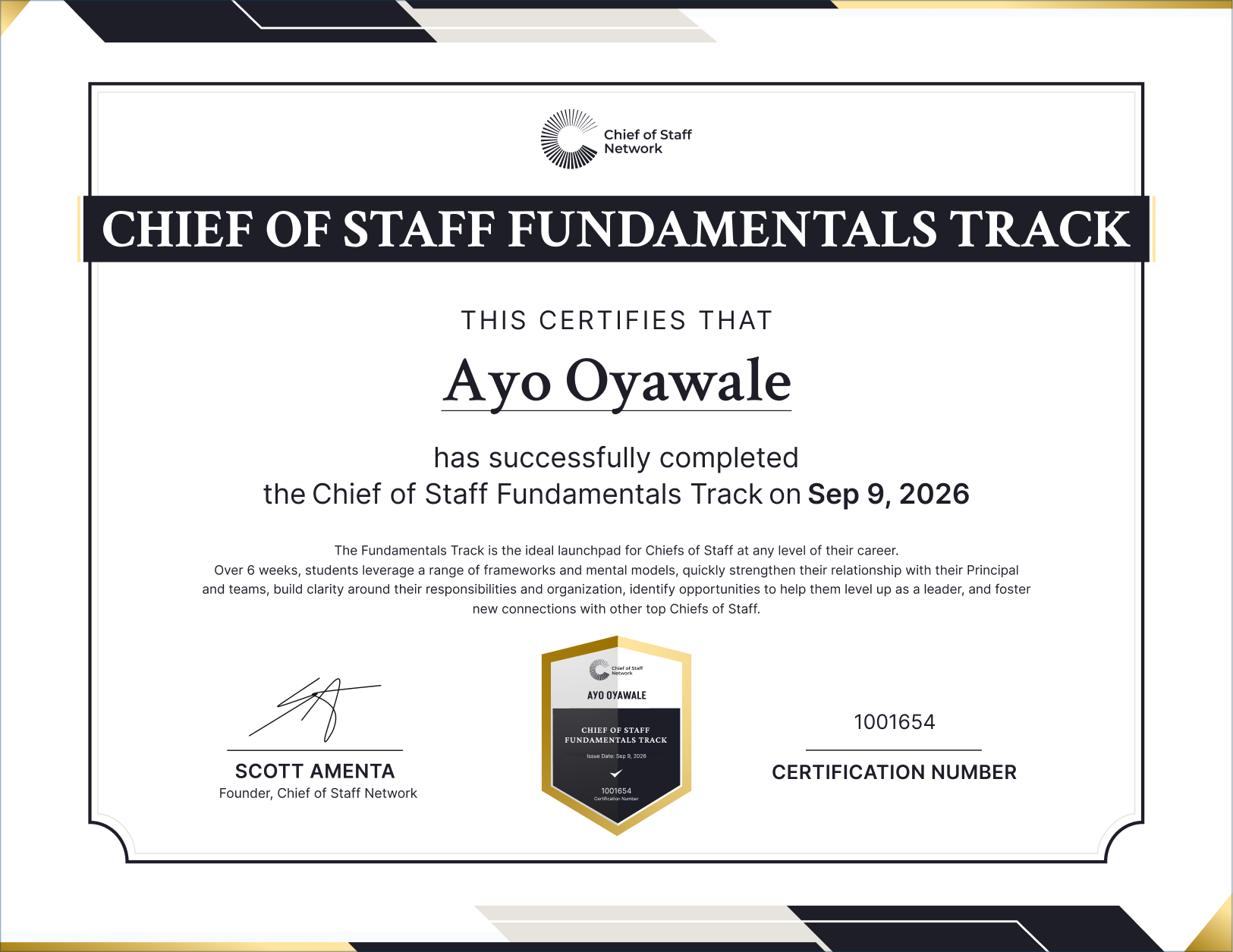 Chief of Staff Fundamentals Track (Ayo Oyawale)