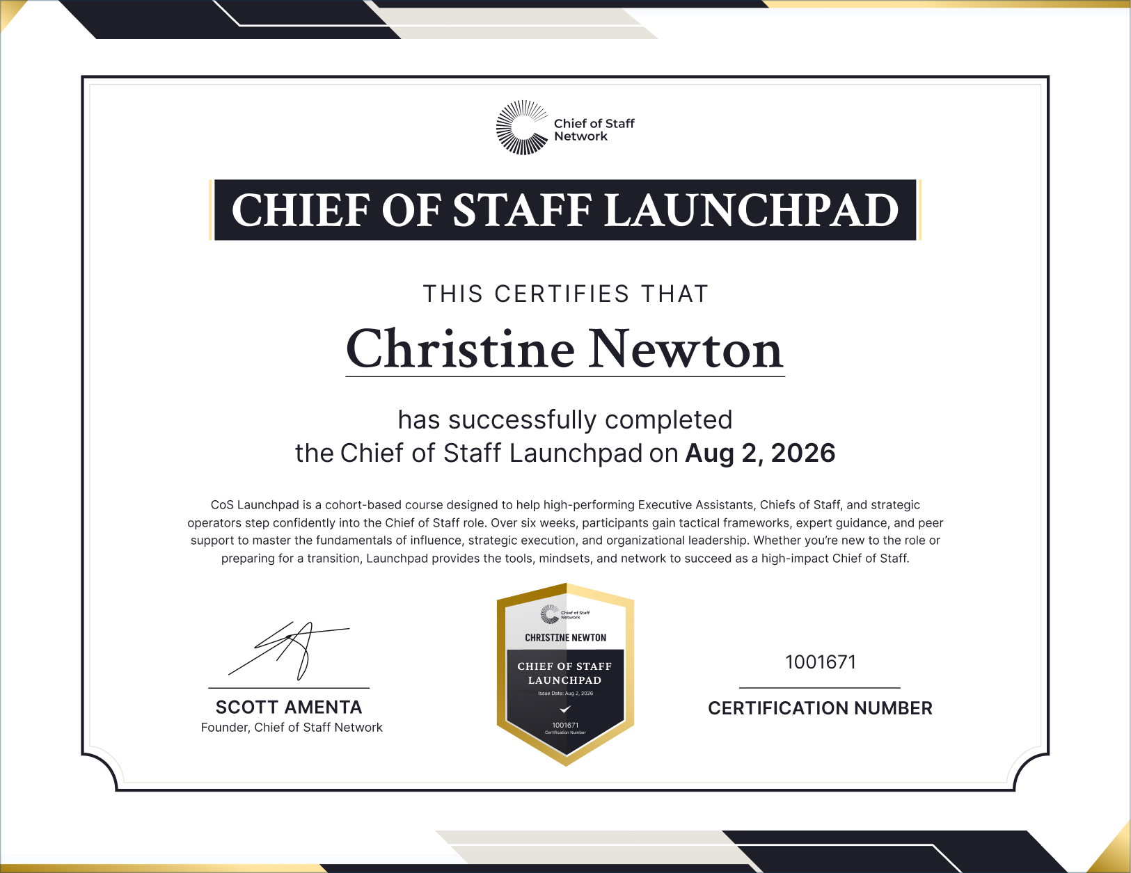 Chief of Staff Launchpad (Christine Newton)