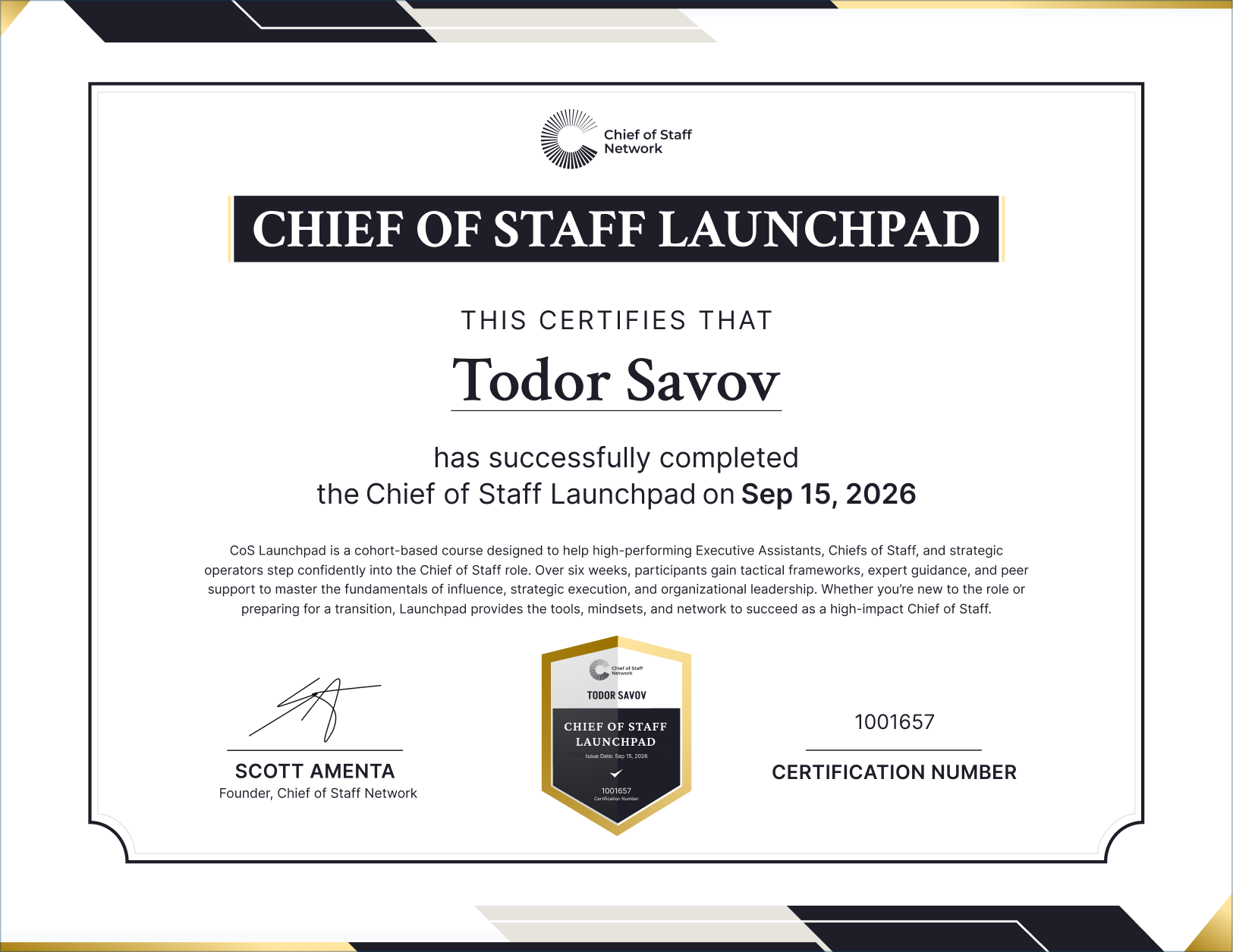 Chief of Staff Launchpad (Todor Savov)