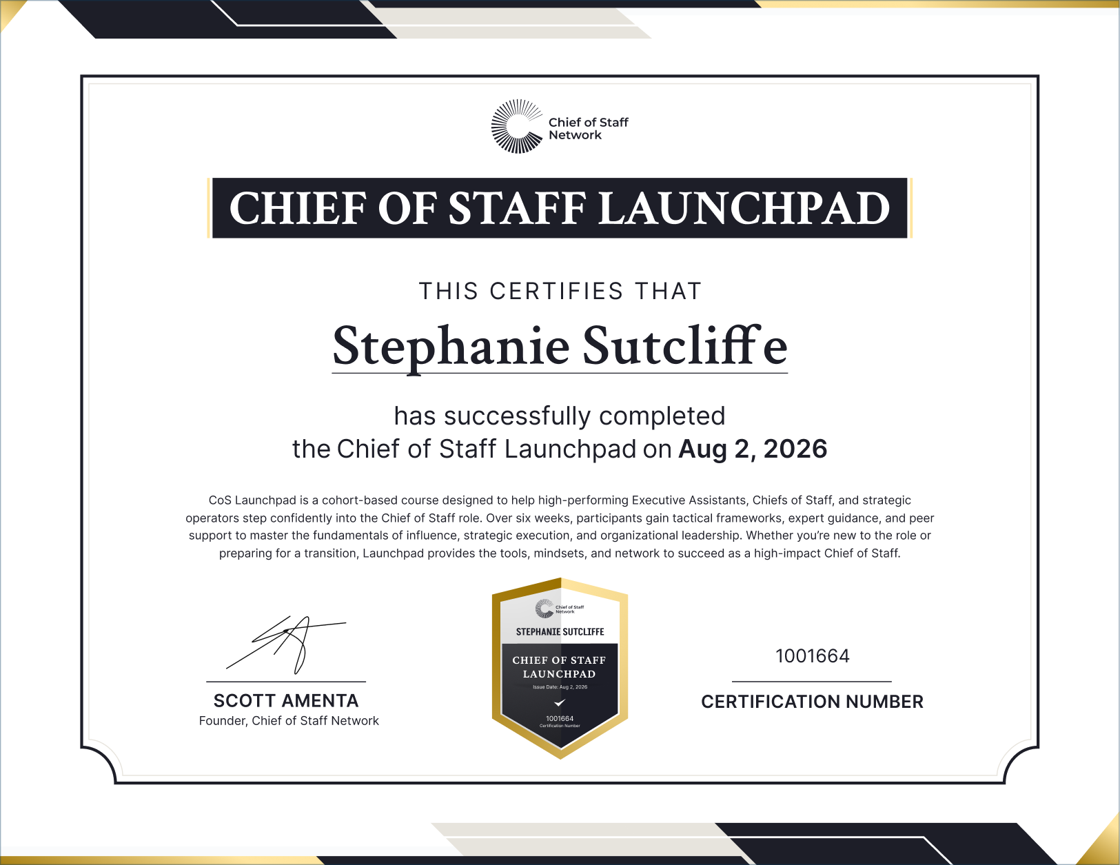 Chief of Staff Launchpad (Stephanie Sutcliffe)