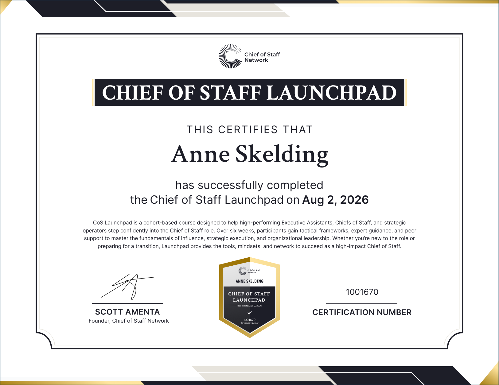 Chief of Staff Launchpad (Anne Skelding)