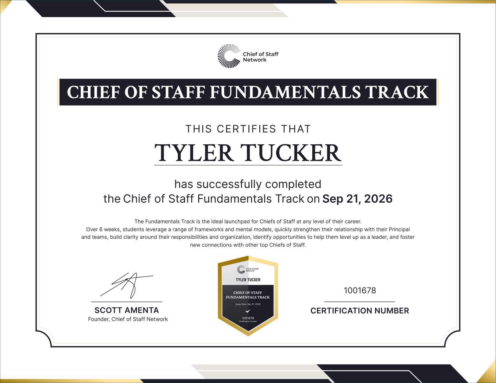 Chief of Staff Fundamentals Track (Tyler Tucker)