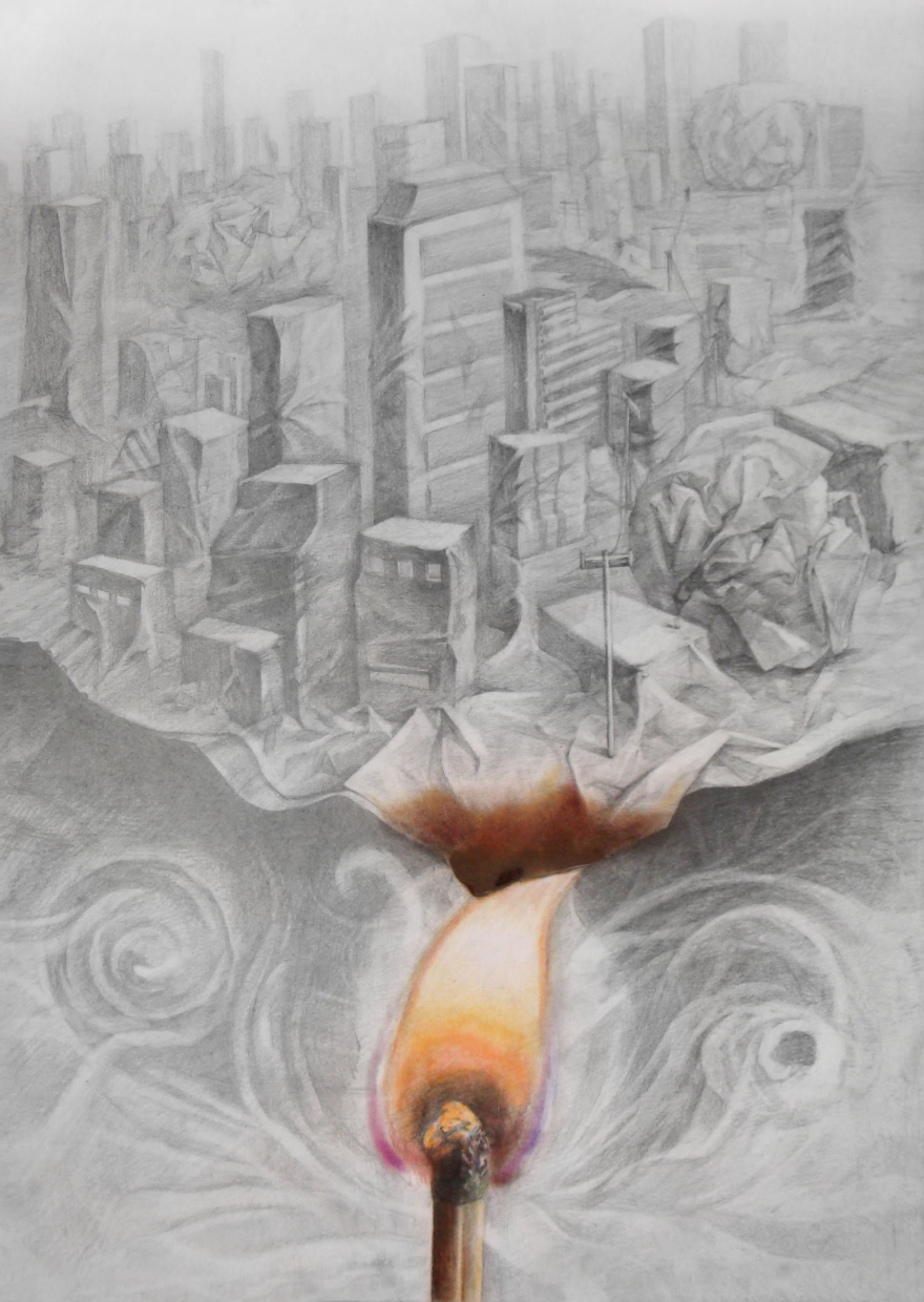 Paper city on fire