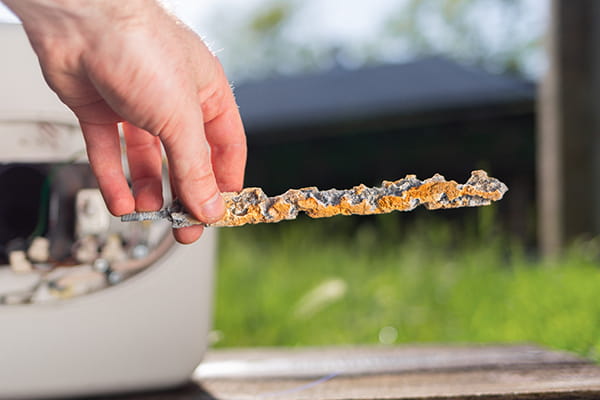 Plumber replacing anode in hot water tank