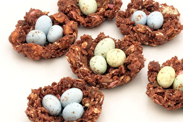 Chocolate Easter nests with mini Easter eggs