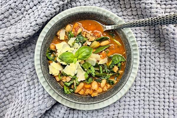 Hearty minestrone with Italian sausage