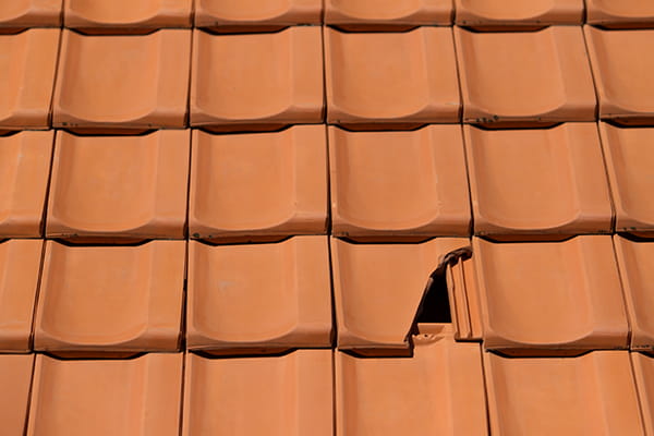 Broken roof tile
