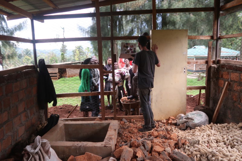 man inside the chicken house