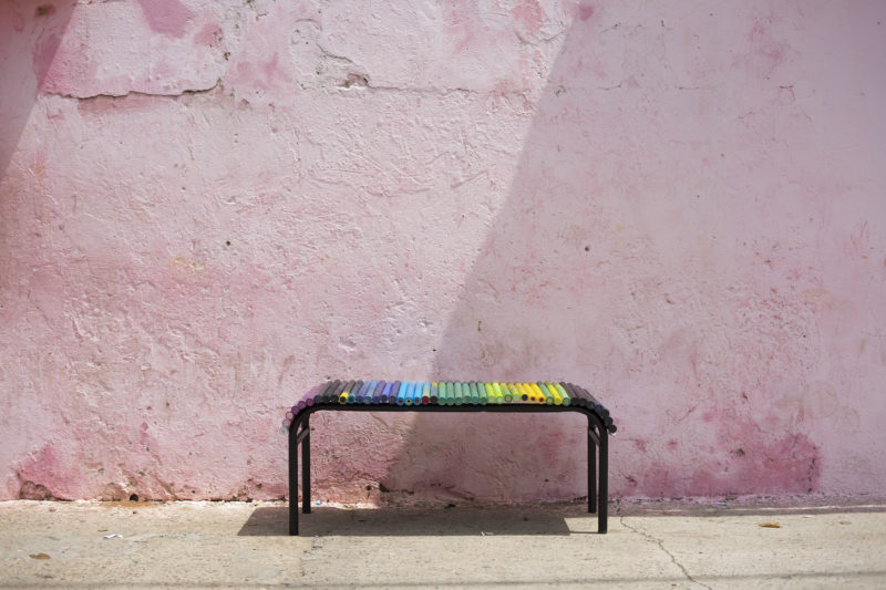 bench made with recycled plastic