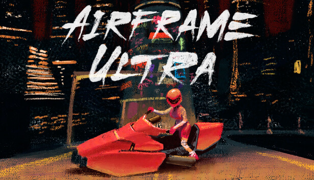 Stylized figure sitting on a hoverbike under the text "AIRFRAME ULTRA"