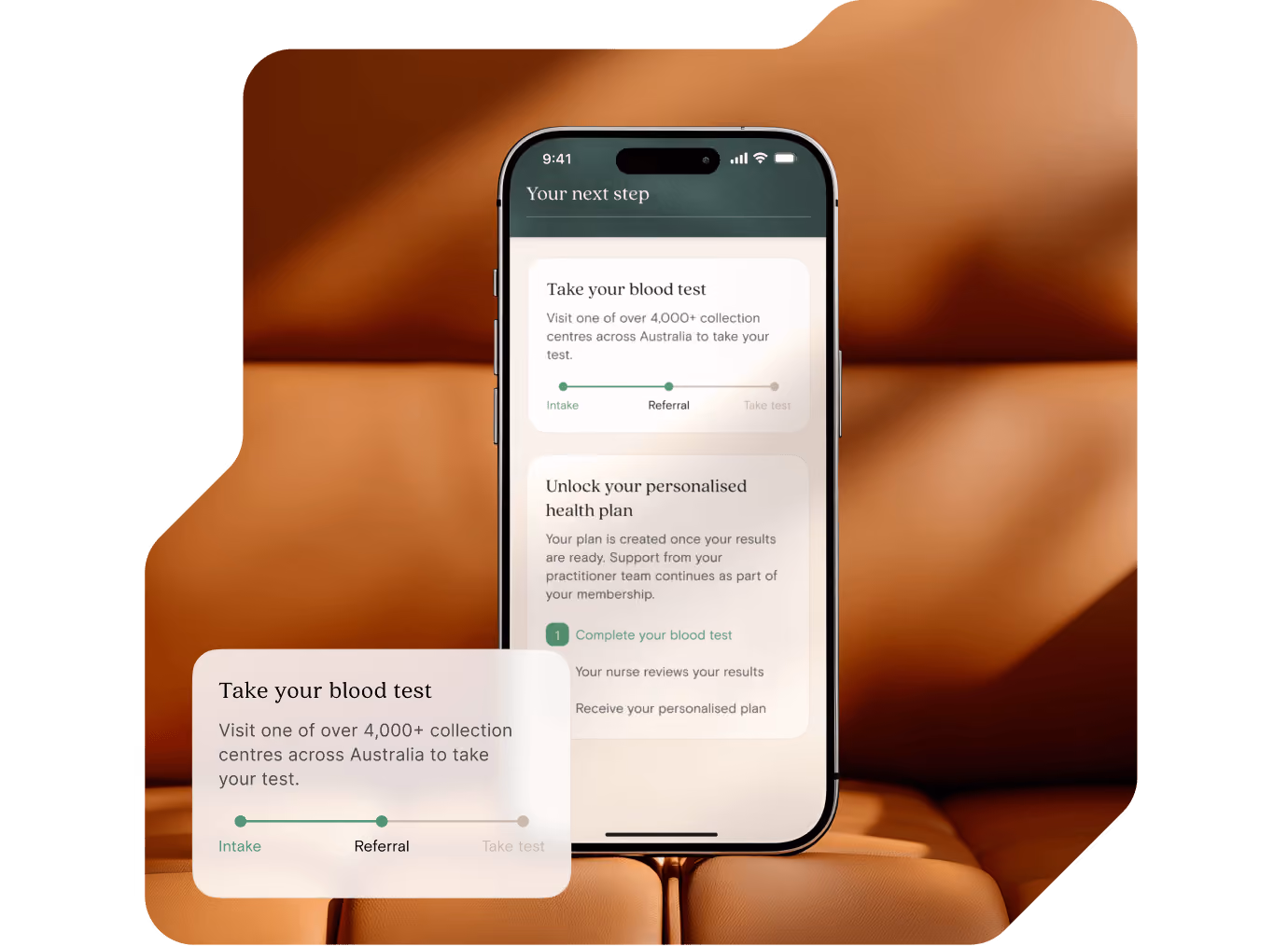 The Vively app showing a Baseline Health Check order
