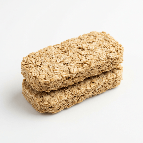 Two wholewheat breakfast biscuits, stacked