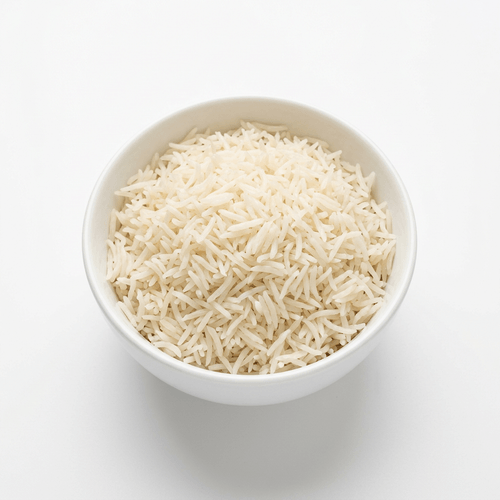 A bowl of steamed basmati rice