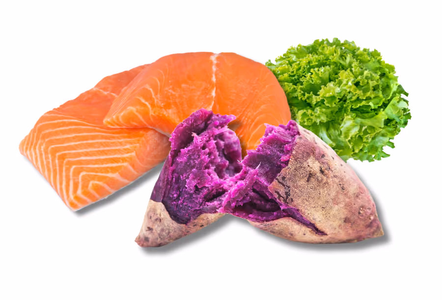 2. Salmon with sweet potato and greens low glycaemic index meal in australia