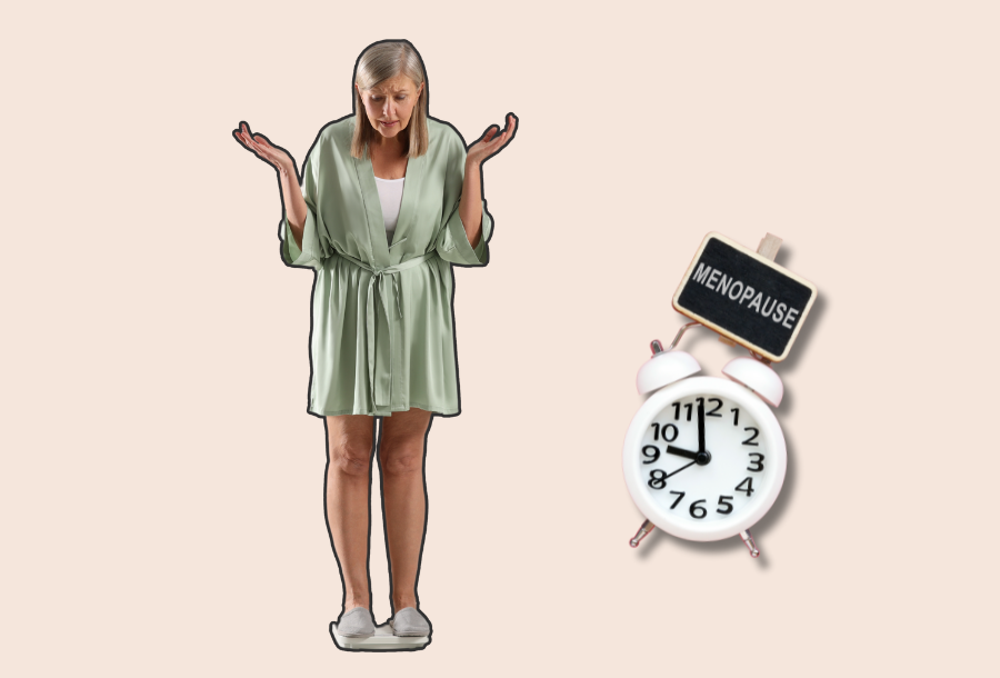 Illustration of a woman and a clock for menopause