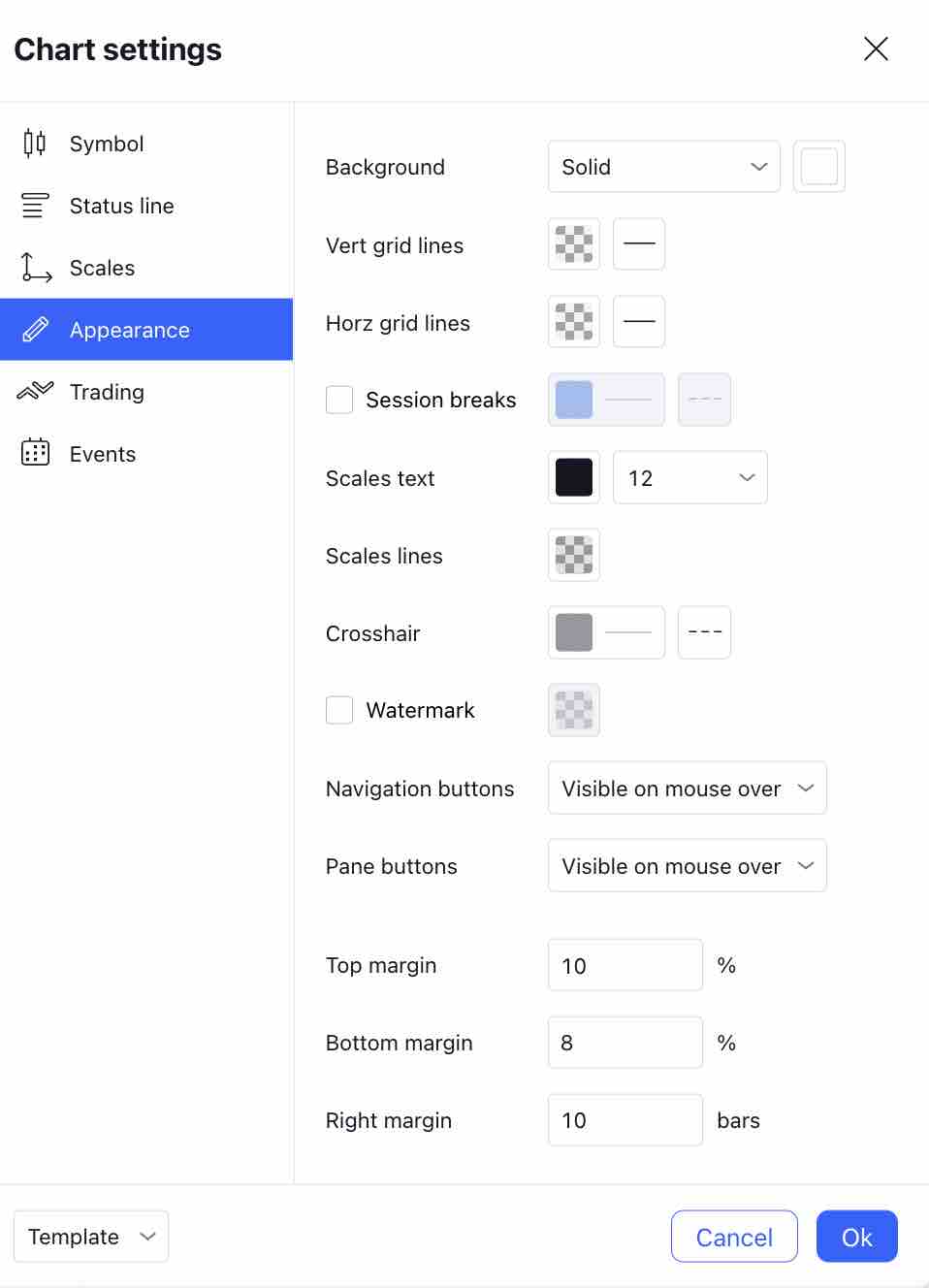 Tradingview chart settings