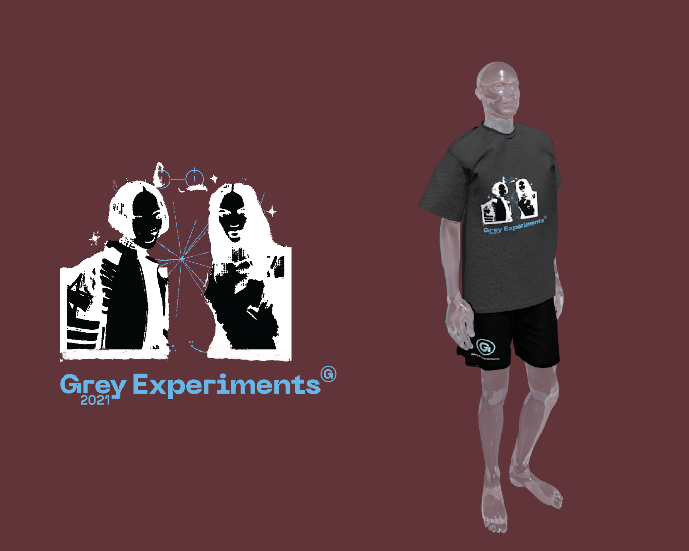 3D rendered t-shirt from the Grey Experiments collection blending form and function