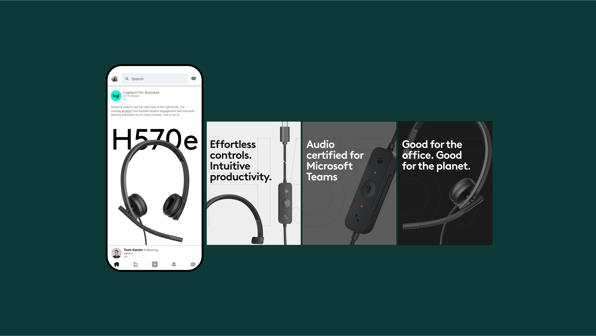 Logitech visual concept integrating products into a modern productive workspace