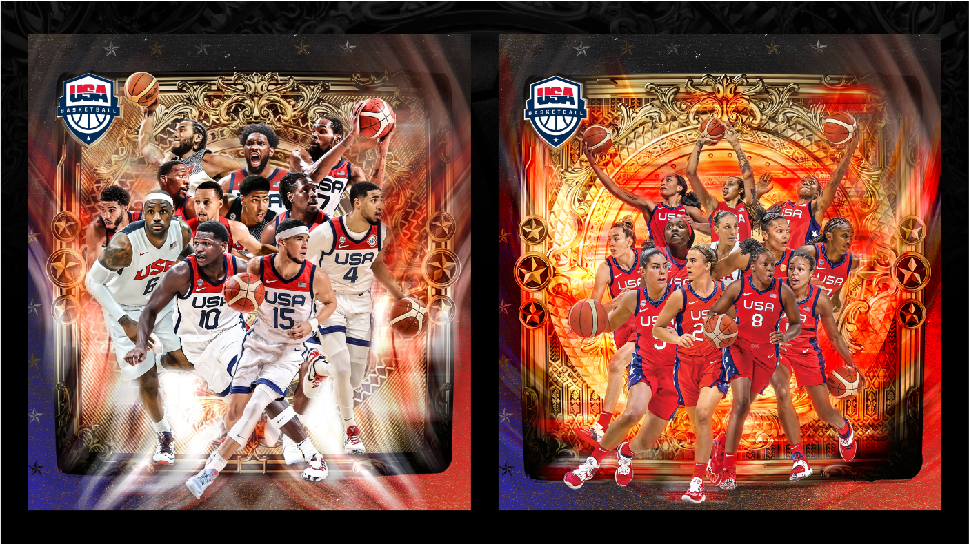 USA Basketball collectible graphic for the 2024 Paris Olympics created with Microsoft Copilot
