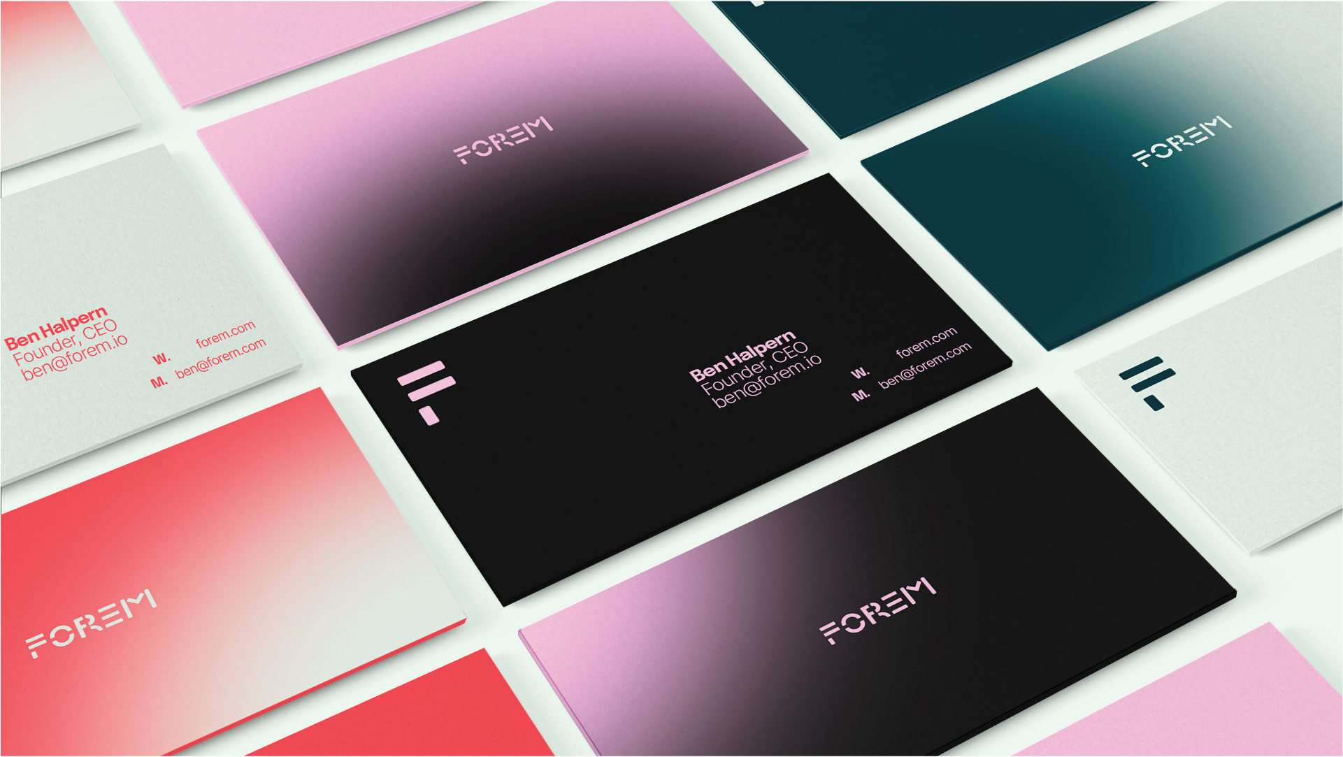Forem visual identity artboard showcasing logo and brand application