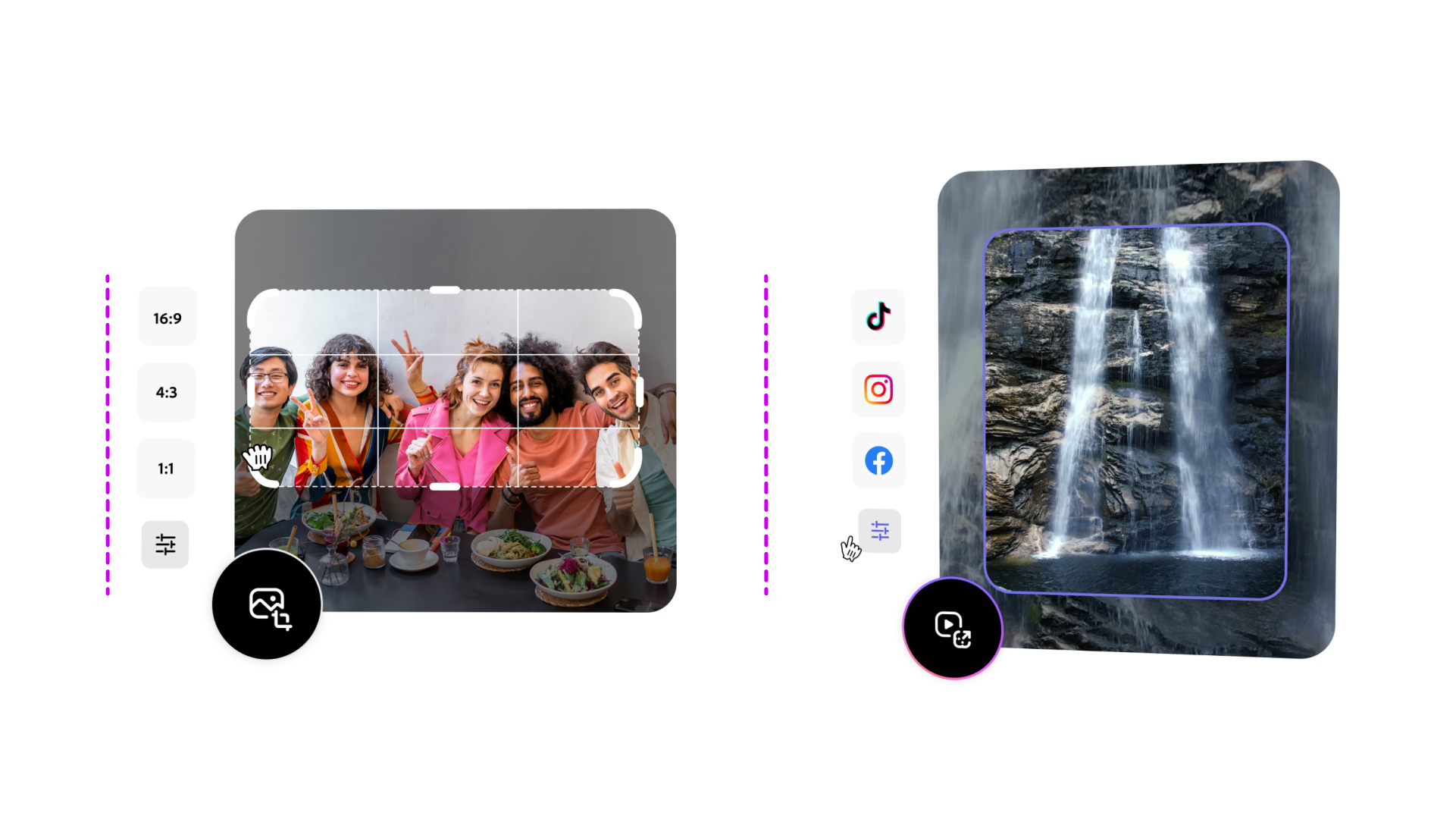 Adobe Express motion design system frame organizing badges and UI elements