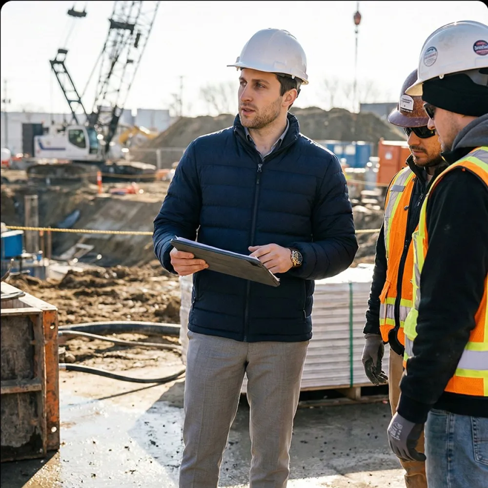 Gestionnaire de contrats de sous-traitance utilisant AddWorking depuis son bureau.