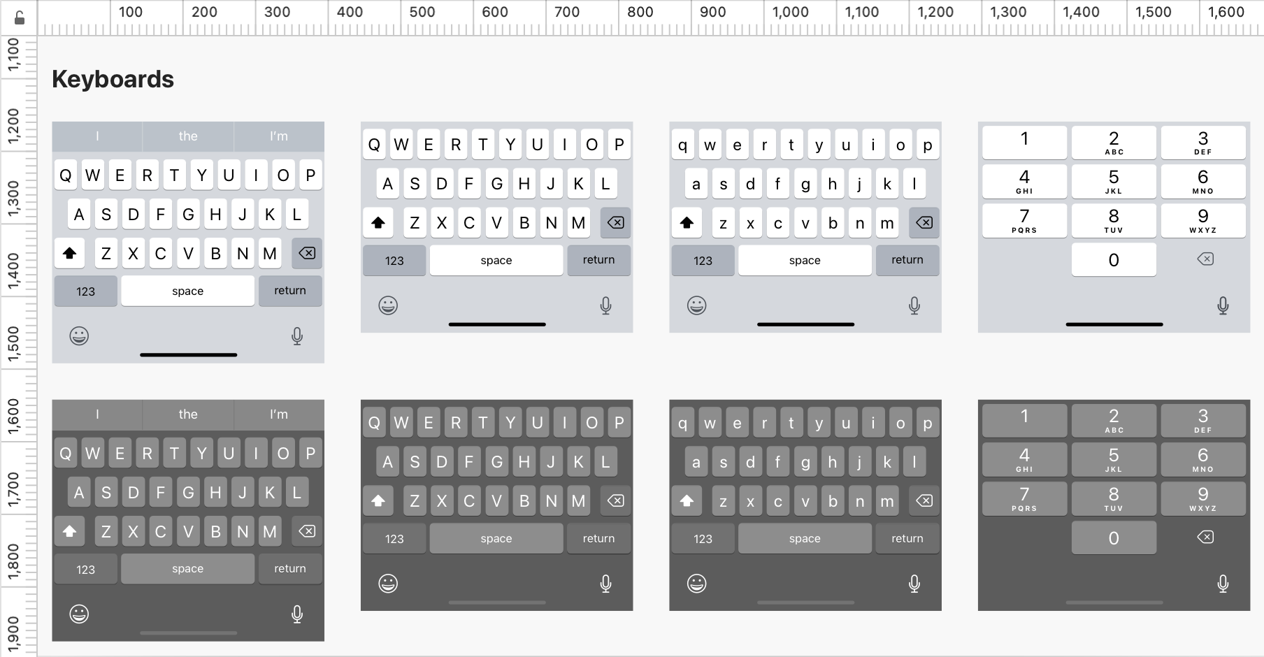 A screenshot of two types of iOS keyboard appearances