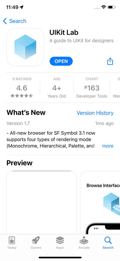 A screenshot of UIKit Lab's product page on the App Store