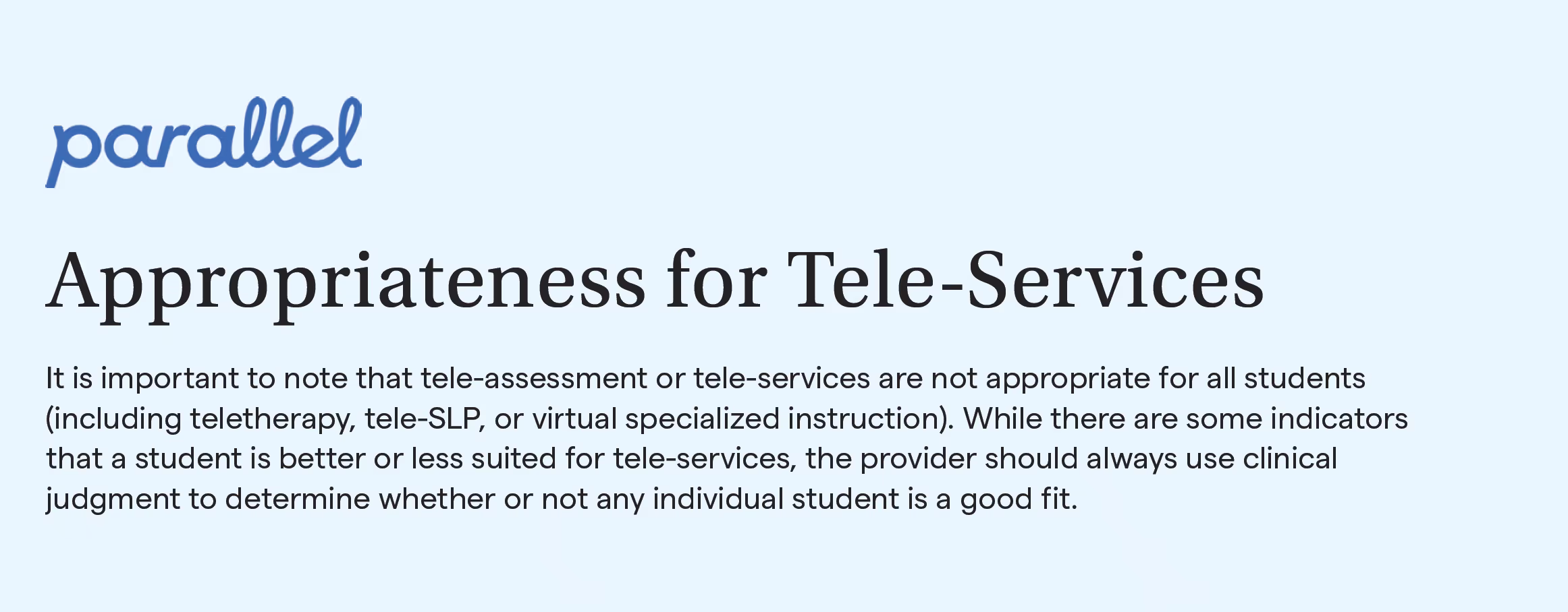 Appropriateness for Teleservices