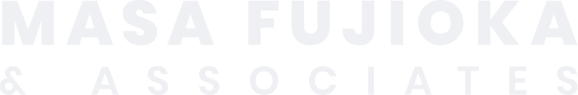 Masa Fujioka and Associates White Logo Word Mark