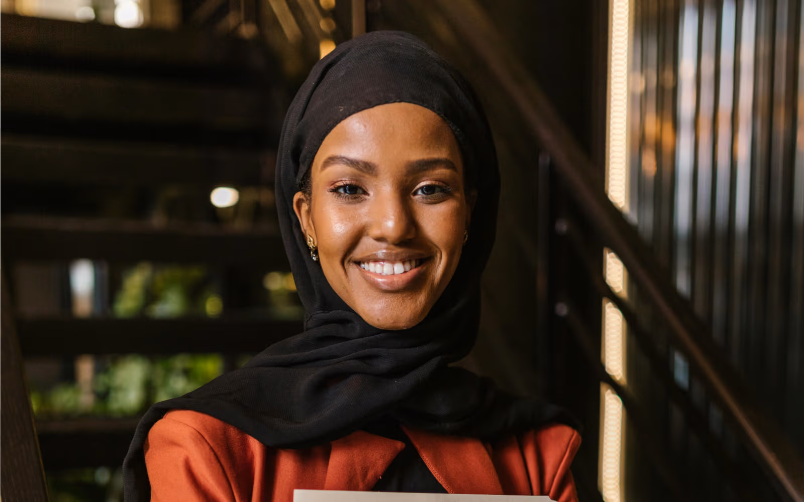 Smiling woman wearing a hijab