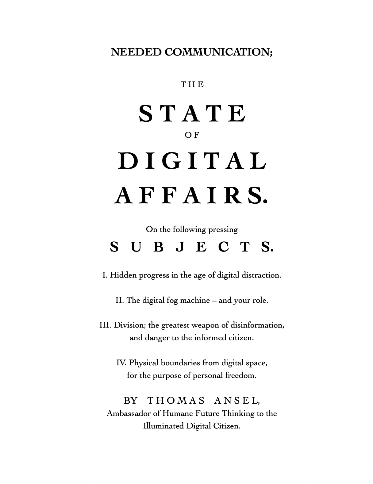 Digital State of Affairs Cover by Thomas Ansel