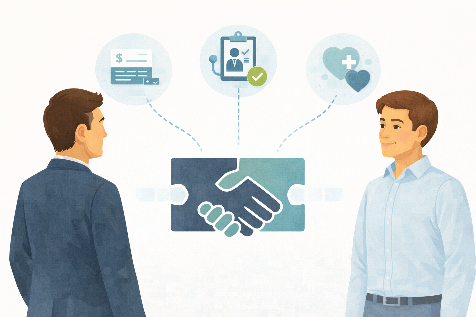 Broker explaining PEO to business owner