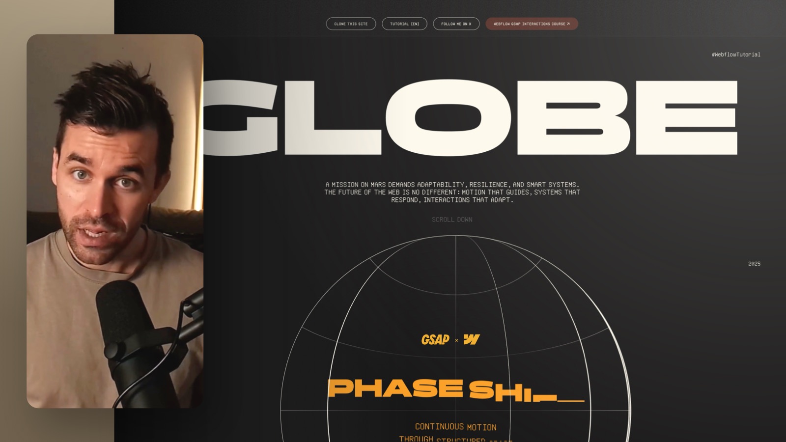 Scroll-basierte 3D-Globus-Animation aus Webflow (CSS & GSAP)