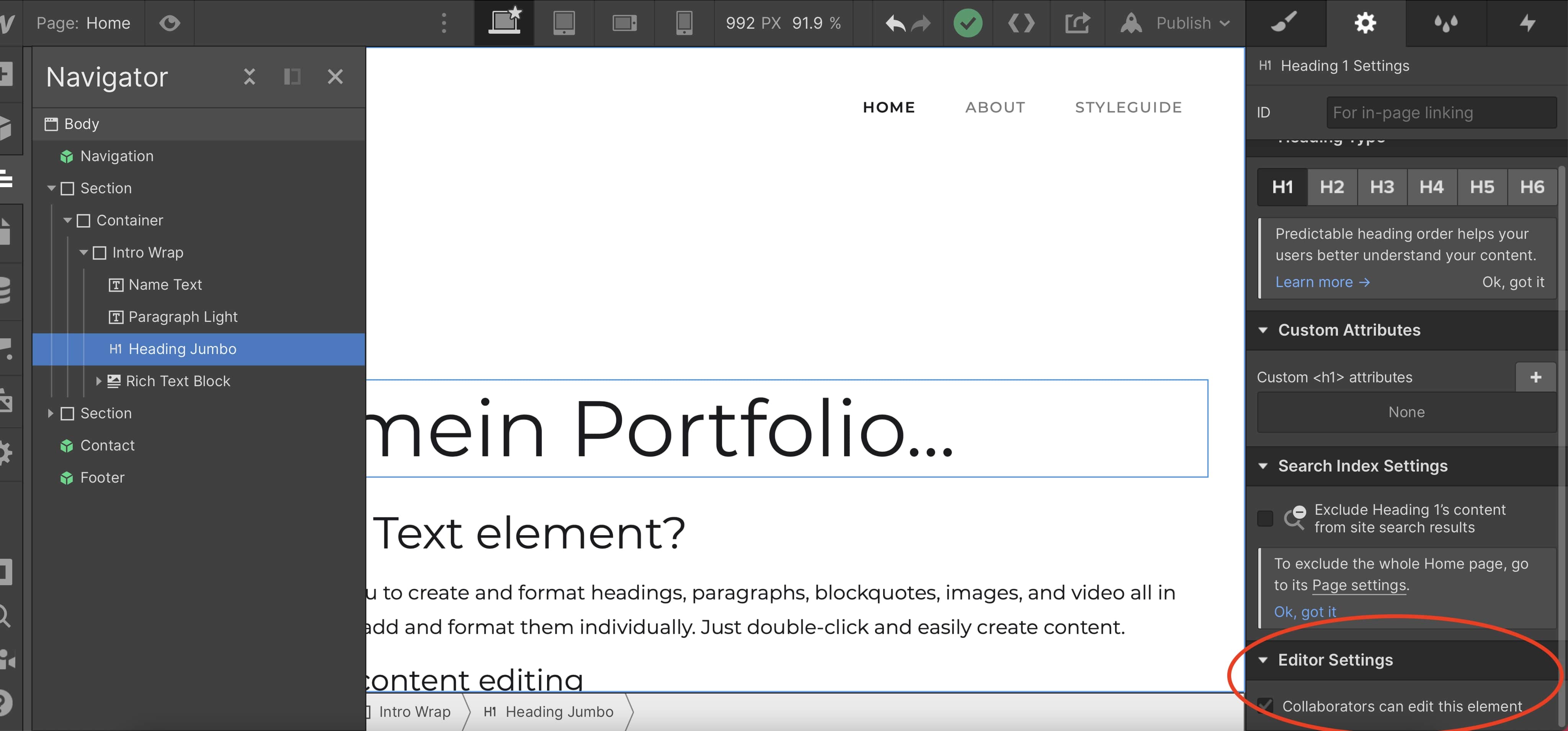 Festlegen, welche Elemente der Kunden im Webflow Editor nicht bearbeiten darf