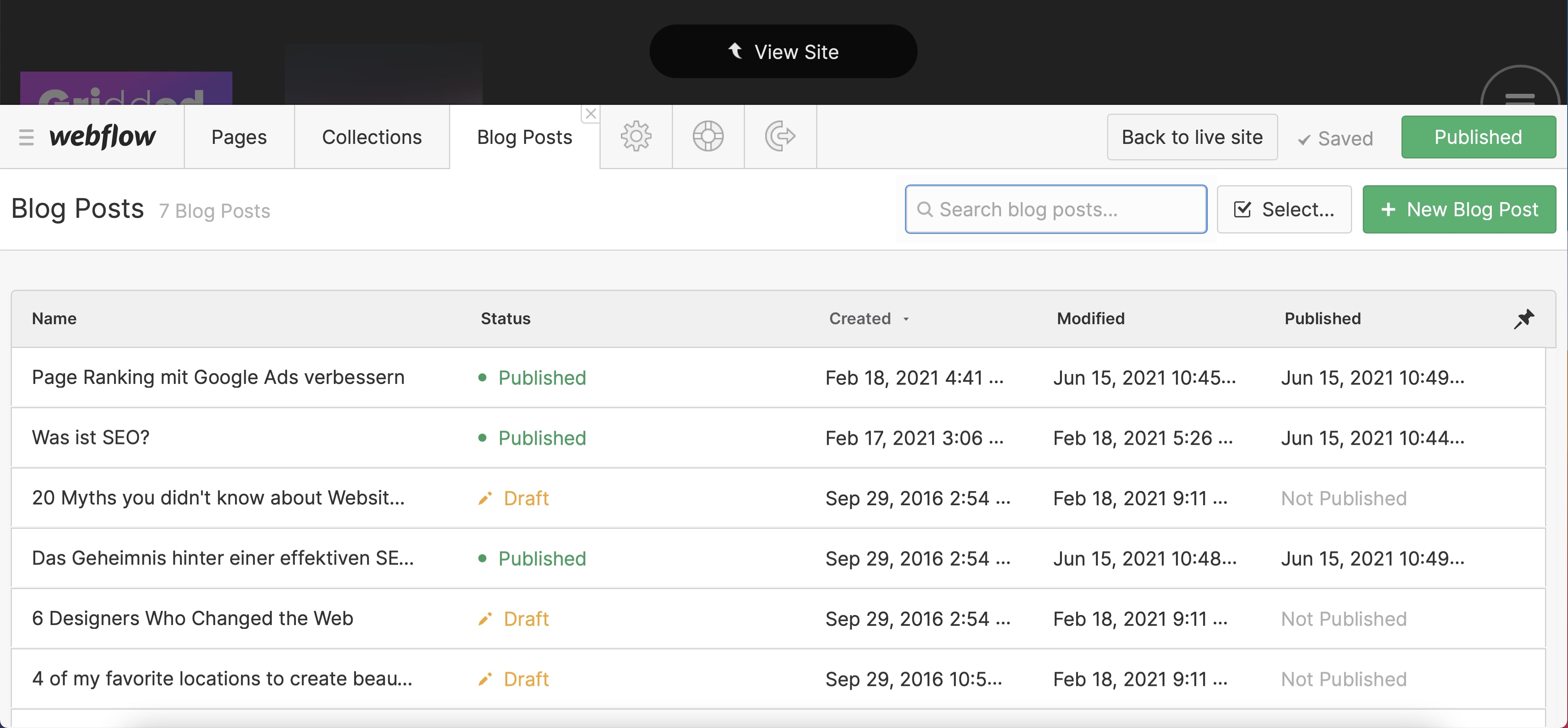 Neue CMS Inhalte im Webflow Editor anlegen
