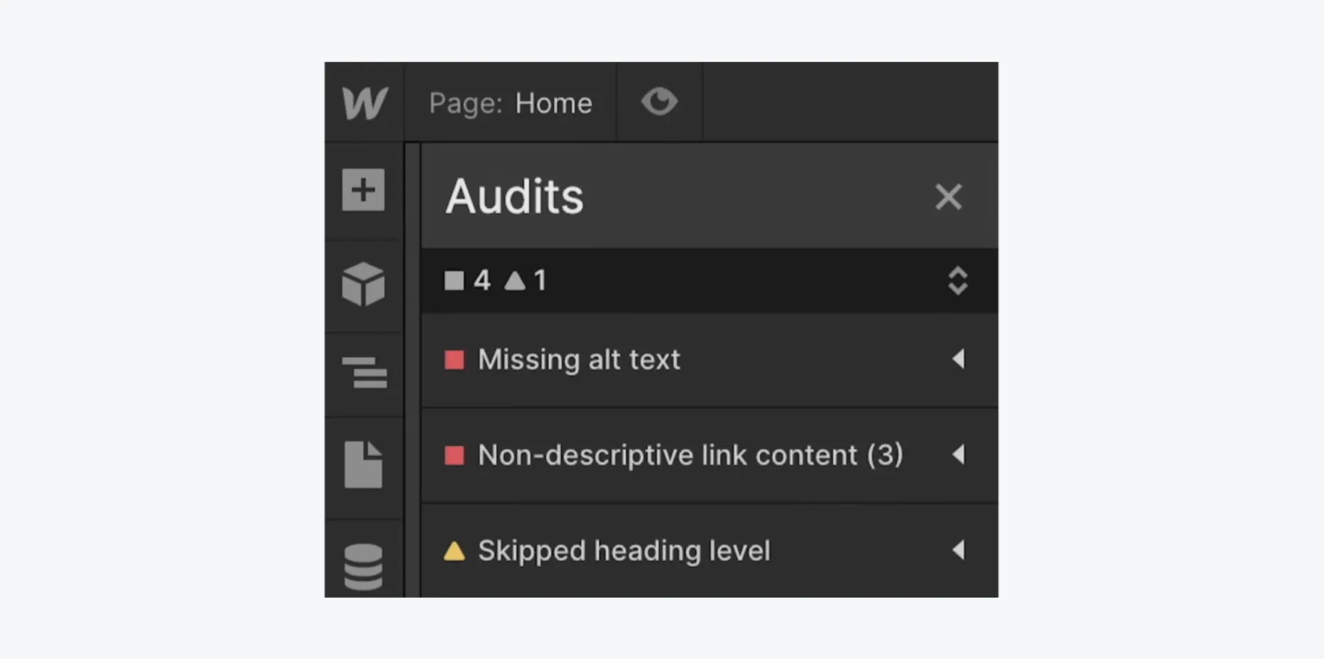 Webflow Audits Panel hilft bei SEO