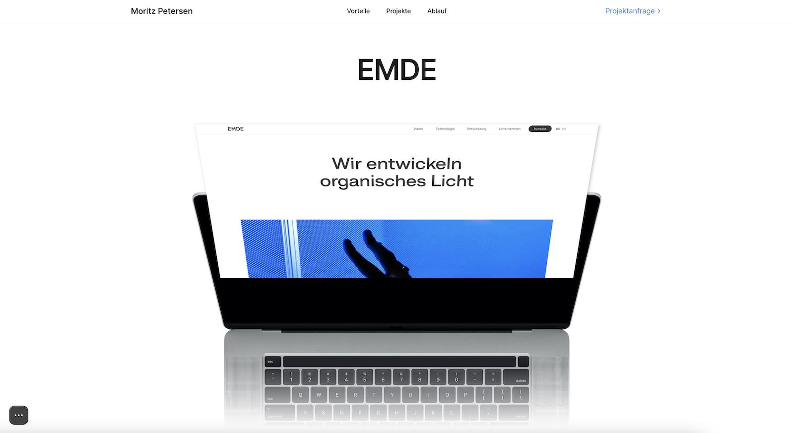 Moritz Petersen Portfolio erstellt in Webflow