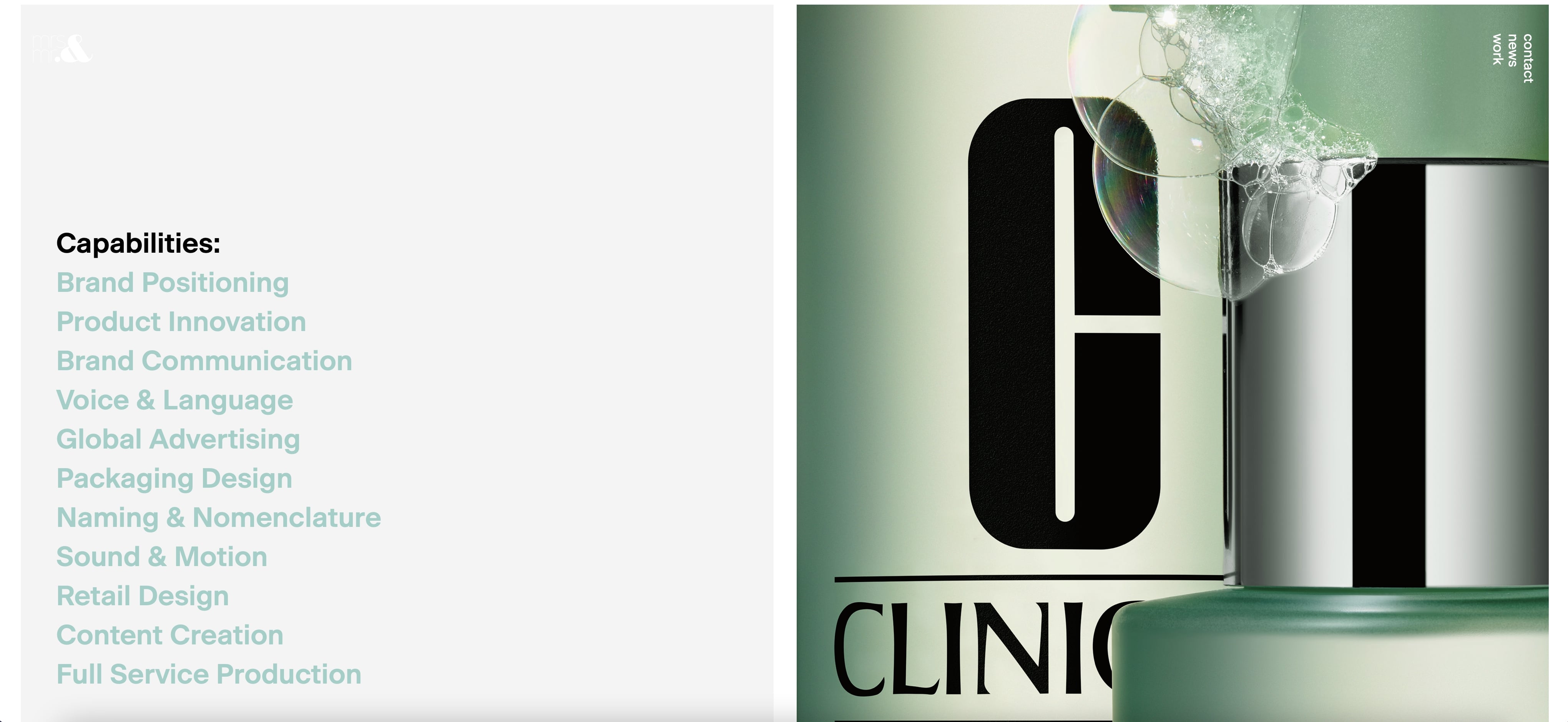 Screenshot des Agentur Portfolios von Mrs&Mr