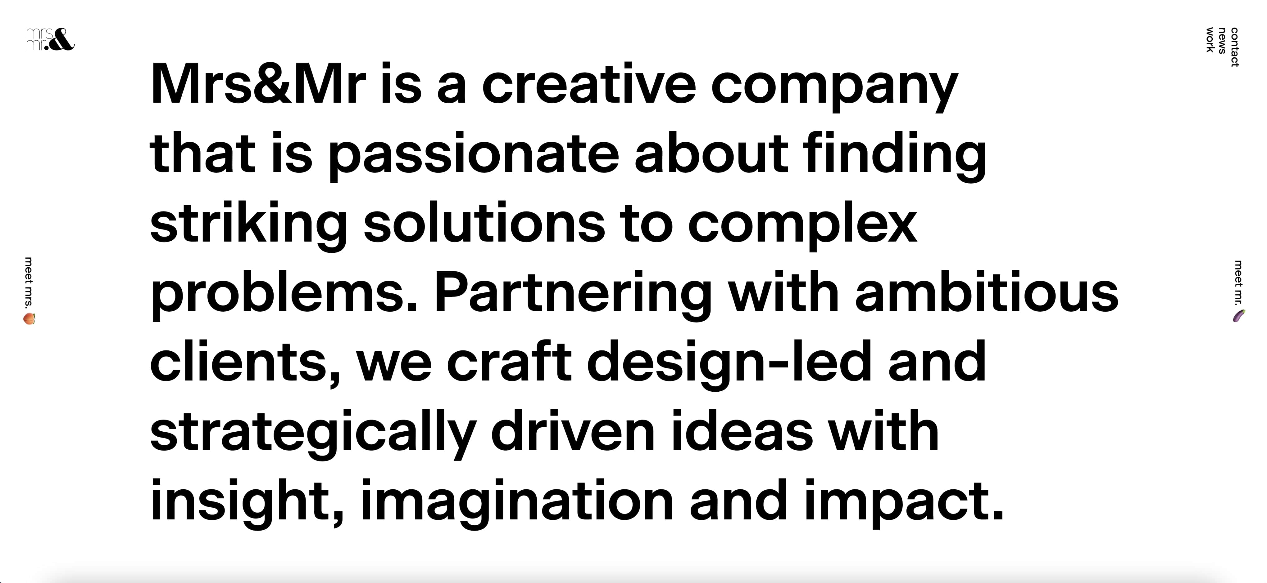 Screenshot der Agentur Website von Mrs&Mr