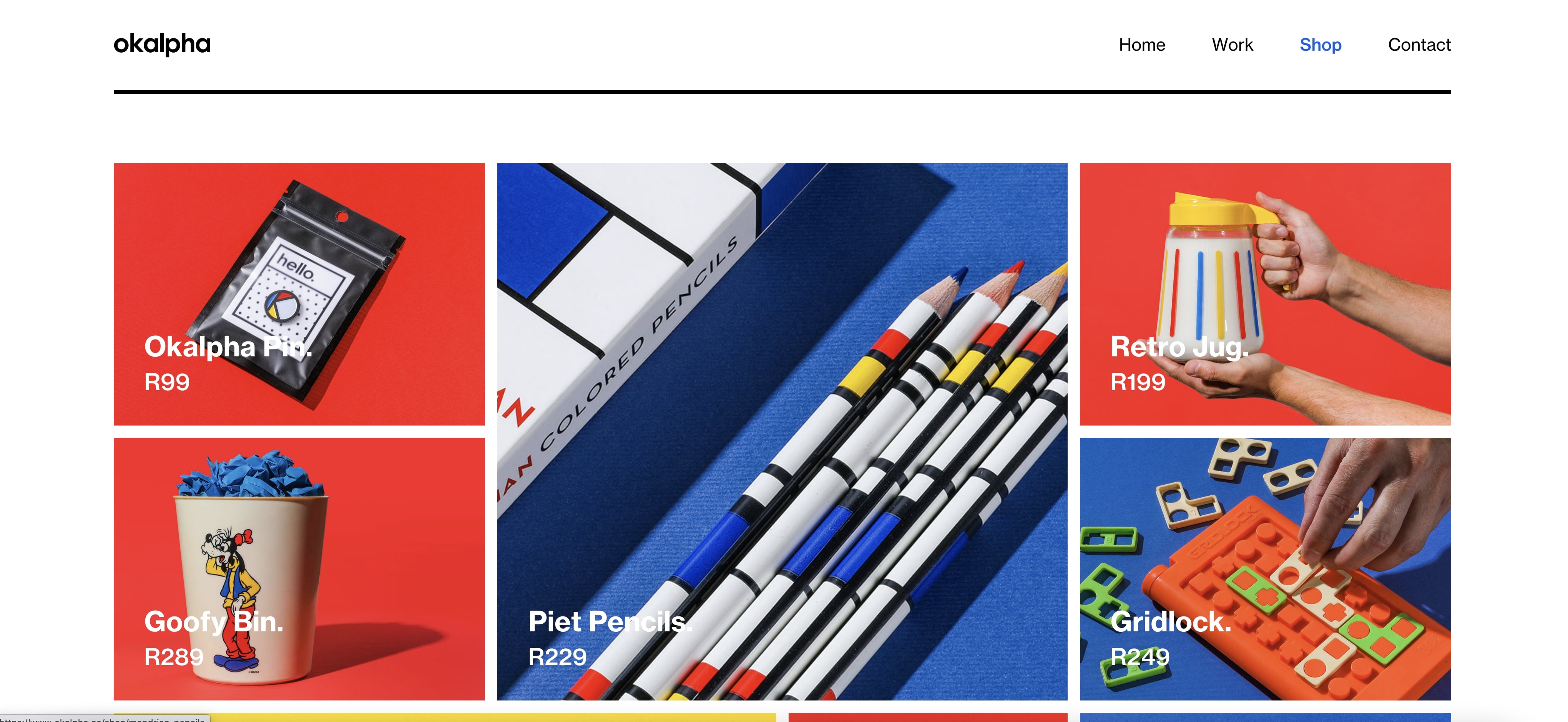 Screenshot des Online-Shops auf der Agentur Website von Okalpha