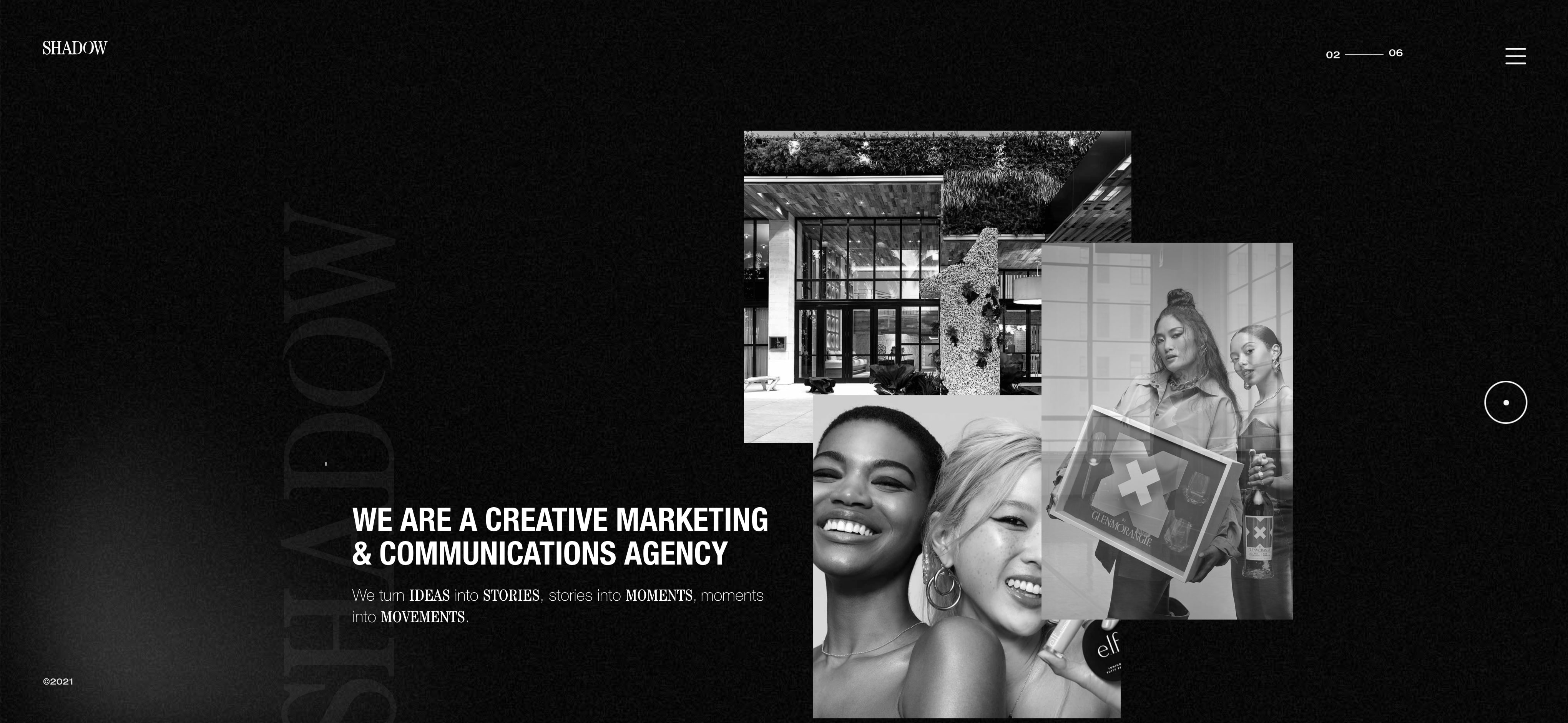 Screenshot der Website von Agentur SHADOW