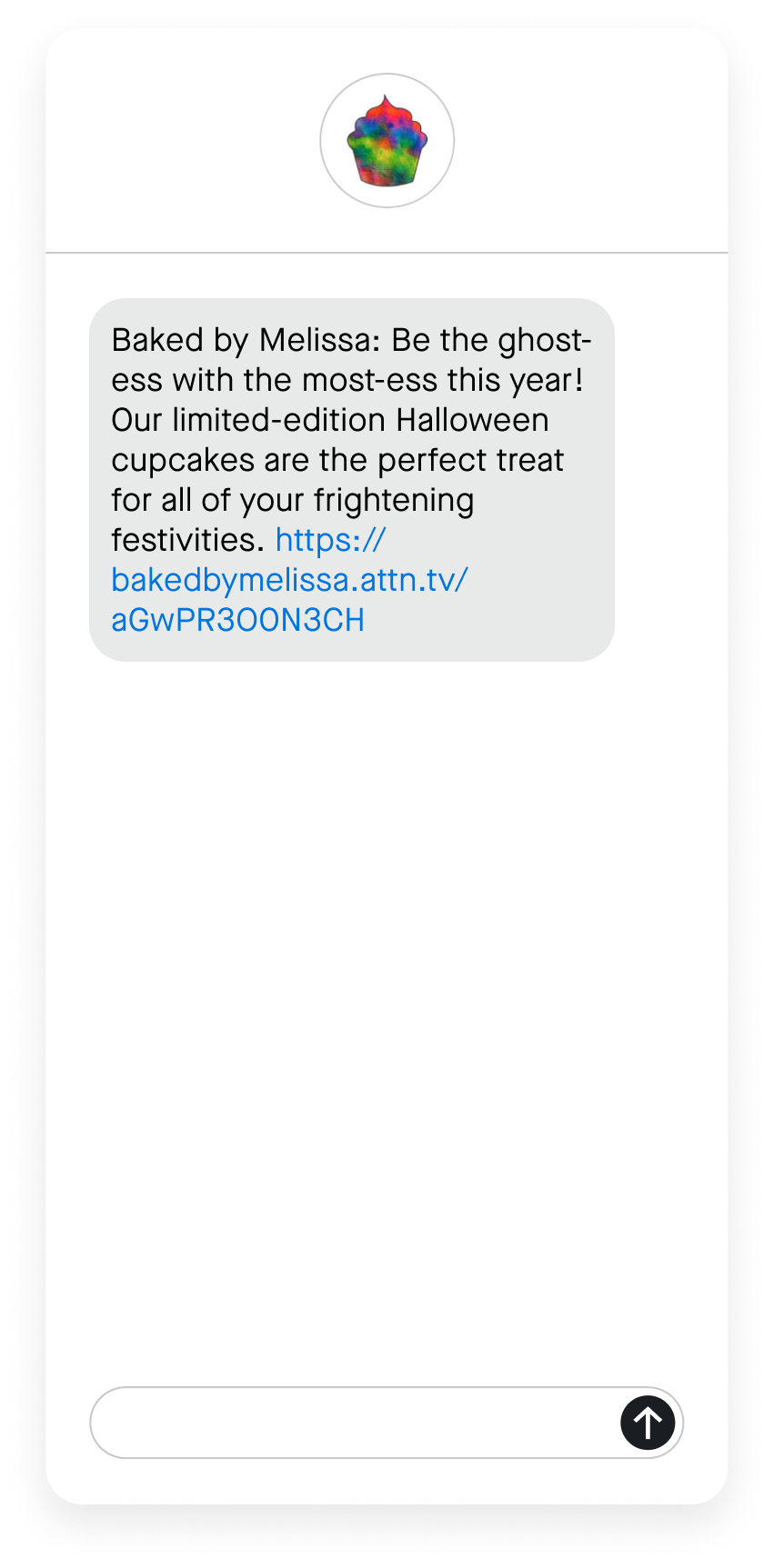 A Halloween SMS send from Baked by Melissa