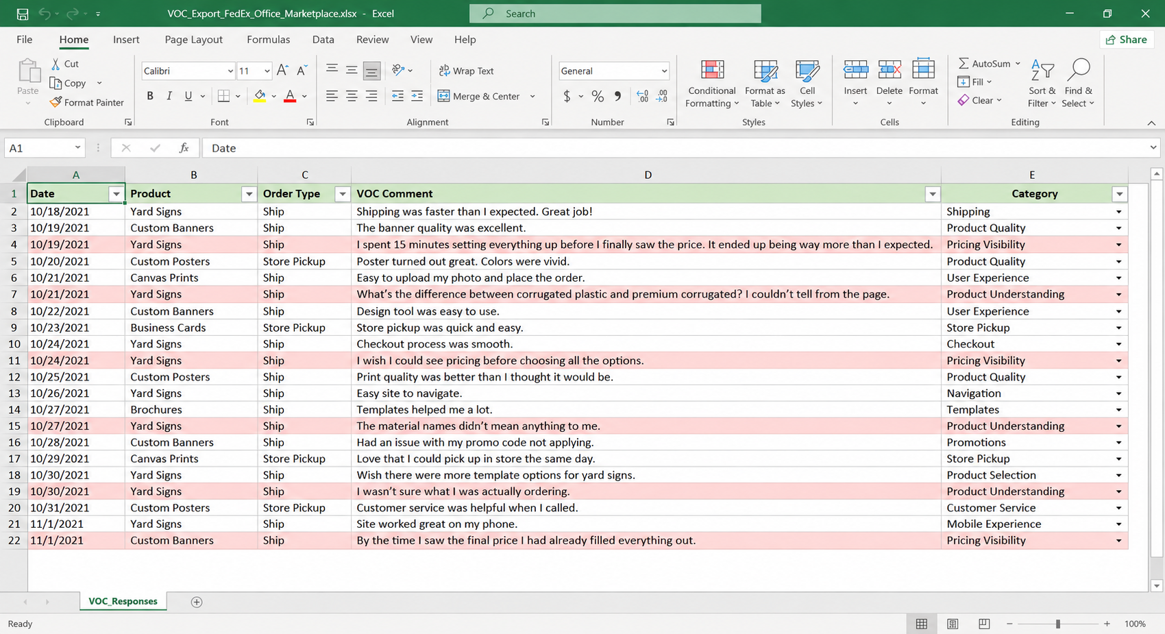 Screenshot of form dropdown