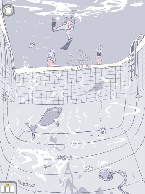 Screenshot from the iOS app The Other Side. The image is an underwater scene