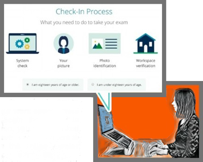 Check-In Process: What you need to do to take your exam. System Check. Your picture. Photo identificaion. Workspace verfication.