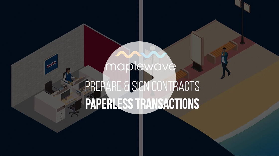 Thumbnail to play Video. Remote Signing: Paper Transactions. Illustration of a stylus signing a document on a tablet.
