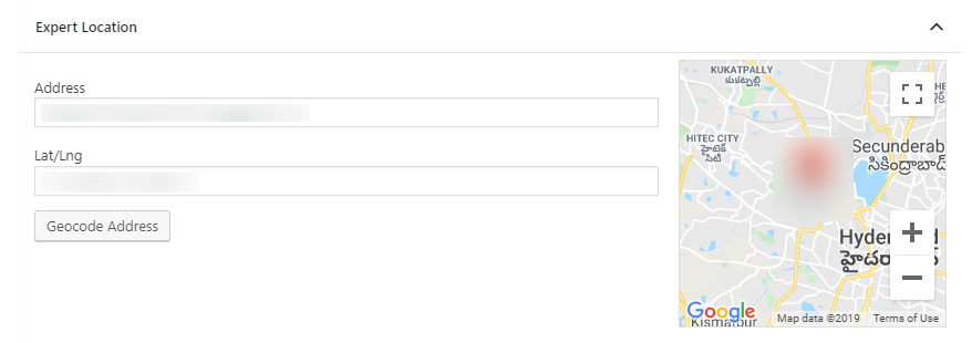 latitude longitude input screen